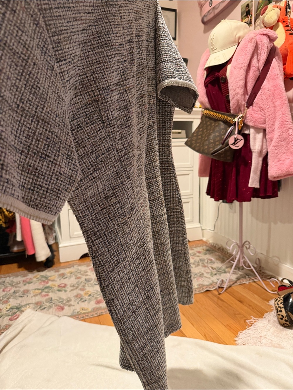 Dazy Old Money Tweed Short-Sleeve Pocket Dress in Multi-Gray - Picture 7 of 7